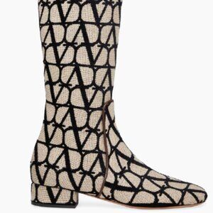 Valentino Vlogo Type Boots In Toile Iconographe